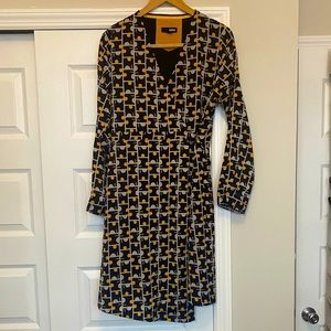 Brooklyn Industries navy, grey & yellow wrap dress, size Large